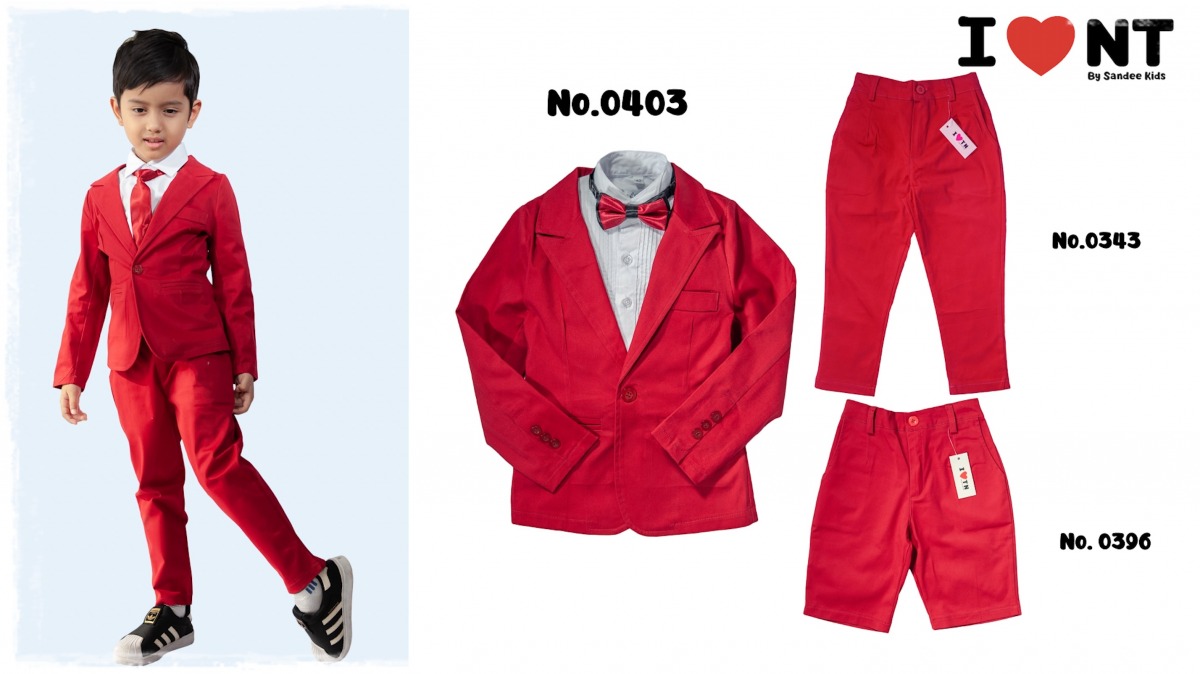 ชุดสูทเด็กผู้ชายสีแดงราคาถูก
